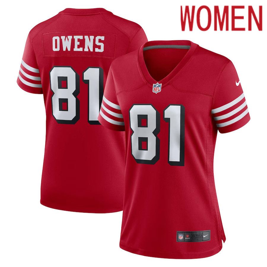 Women San Francisco 49ers #81 Terrell Owens Nike Scarlet Alternate Game NFL Jersey->women nfl jersey->Women Jersey